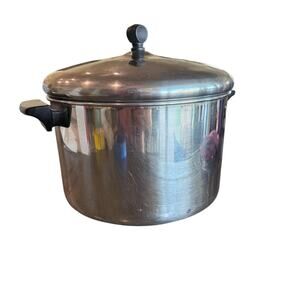 Revere Ware 8 Qt. 94l Stock Pot Stainless Steel Tri-Ply DISC Bottom USA Vintage
